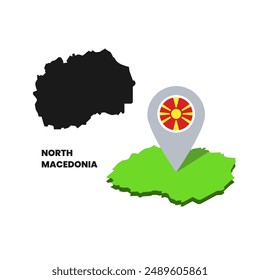 North Macedonia Map Design, with location icon