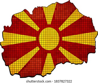 North Macedonia map with flag inside - Illustration, 
Grunge mosaic vector