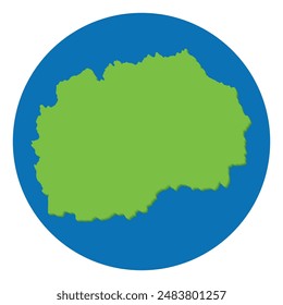 North Macedonia map. Map of North Macedonia in globe design with blue circle  