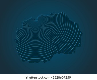 Mapa de Macedonia del Norte de líneas grises en el fondo - señal de internet. Plantilla Europa país para el patrón, diseño, ilustración o infografía. Concepto digital con la señal de Internet del mapa del Vector