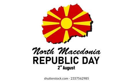 North Macedonia Republic Day typography poster. National holiday on August 2. Vector template for banner, flyer, sticker, postcard, etc.