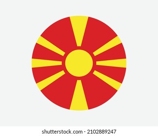 North Macedonia Round Country Flag. North Macedonian Circle National Flag. Republic of North Macedonia Circular Shape Button Banner. EPS Vector Illustration. svg