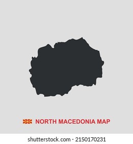 North Macedonia simple map black and white vector icon.