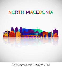 North Macedonia skyline silhouette in colorful geometric style. Symbol for your design. Vector illustration.