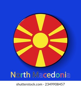 North Macedonia vector flag. Football europe 2024 tournament championship. Round badges of the country in the actual championship colors.