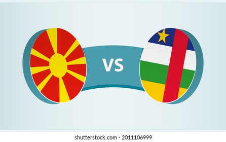 North Macedonia versus Central African Republic, team sports competition concept. Round flag of countries.