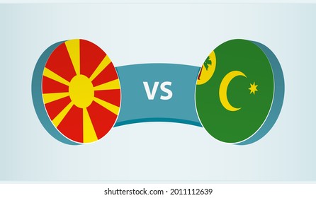 North Macedonia versus Cocos Islands, team sports competition concept. Round flag of countries.