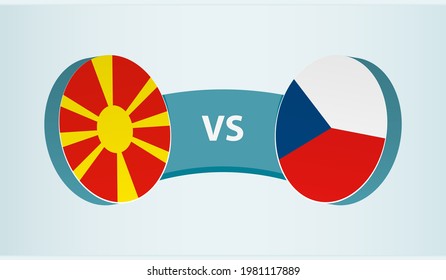 North Macedonia versus Czech Republic, team sports competition concept. Round flag of countries.