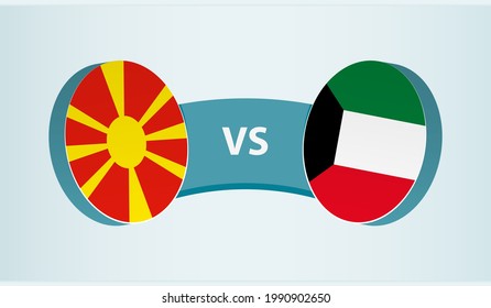 North Macedonia versus Kuwait, team sports competition concept. Round flag of countries.