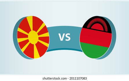 North Macedonia versus Malawi, team sports competition concept. Round flag of countries.