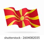 North Macedonian flag wavy background layout. Vector illustration.