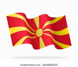 North Macedonian flag wavy background layout. Vector illustration.