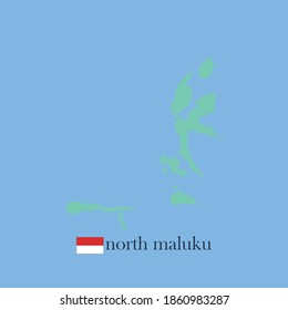 north maluku, map of Indonesia province isolated blue sea background, eps 10