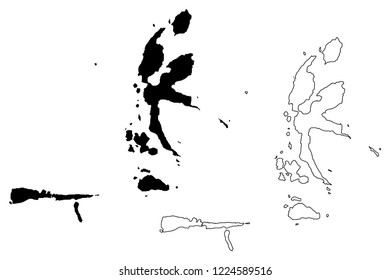 North Maluku (Subdivisions of Indonesia, Provinces of Indonesia) map vector illustration, scribble sketch Maluku Utara map