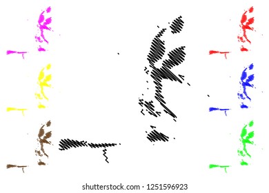 North Maluku (Subdivisions of Indonesia, Provinces of Indonesia) map vector illustration, scribble sketch Maluku Utara map