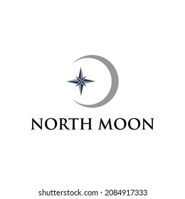 NORTH AND MOON ICON FLAT LOGO DESIGN