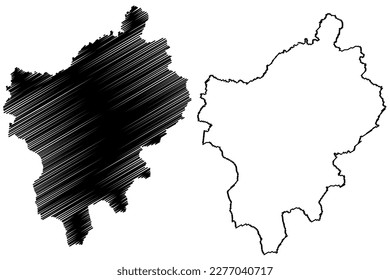 North Northamptonshire Unitary authority area (United Kingdom of Great Britain and Northern Ireland, Ceremonial county Northamptonshire or Northants, England) map vector illustration, scribble sketch 