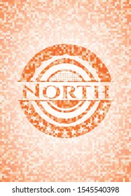 North orange mosaic emblem. Vector Illustration. Detailed.