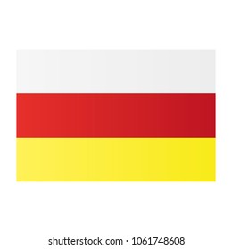 North Ossetia Alania Republic national flag on white background texture. Vector, illustration, symbol federal subject of Russia.