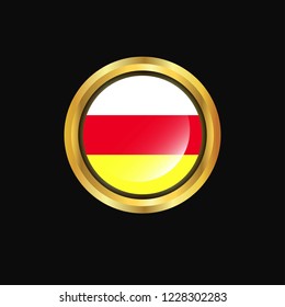 North Ossetia flag Golden button