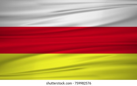 North Ossetia flag vector. Vector flag of North Ossetia blowig in the wind. EPS 10.