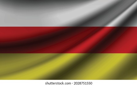 North ossetia flag waving. Background for patriotic and national design. Vector illustration
