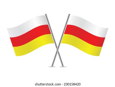 North Ossetia flags. Vector illustration.