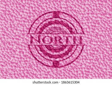 North pink emblem with bubbles background. Vintage. Vector Illustration. Detailed. 
