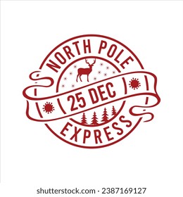 NORTH POLE 25 DEC EXPRESS vector, merry christmas,typography,
 

