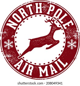 North Pole Air Mail Christmas Santa Stamp