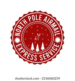 North Pole Airmail Express Service  Christmas Shirt Design vector merry Christmas, December, emblem, Red, Custom, white Background


 
