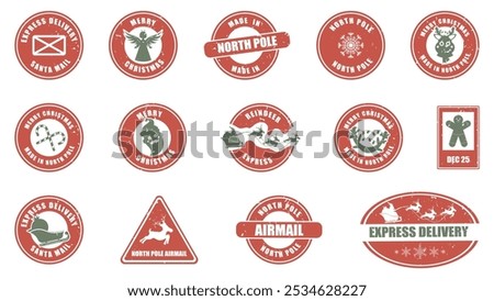 North pole airmail post stamp for Merry Christmas