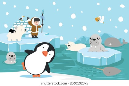 North pole animal background cartoon