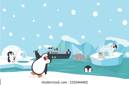 North pole animals background vector