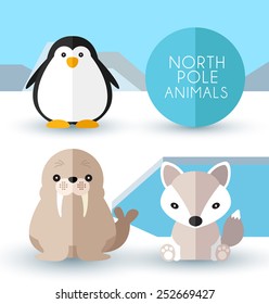 North Pole Animals : Vector Illustration