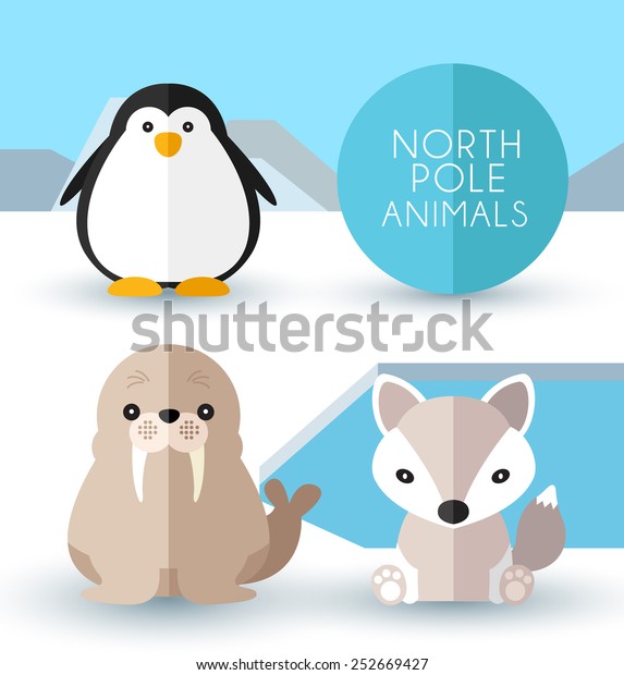 North Pole Animals Vector Illustration Stock Vector (Royalty Free ...