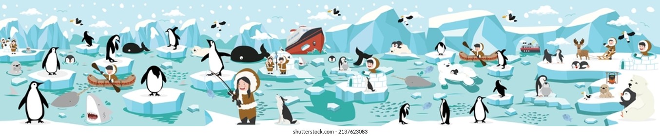 north pole arctic cartoon landscape concept