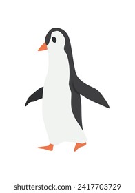 Nordpolarktische Fauna. Polar Pinguin, Vektorgrafik im Flachstil. Kleine Pinguinfischerei im Norden. Arktische Tiersymbol. Winterzoo-Gestaltungselement