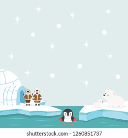 North pole Arctic  in the ocean background