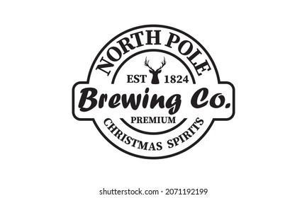 North Pole Brewing Co Premium Christmas Spirit Vector und Clipart Art