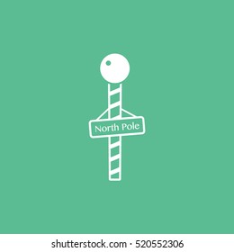 North Pole Christmas New Year Flat Icon On Green Background