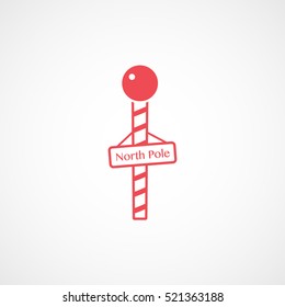 North Pole Christmas New Year Red Flat Icon On White Background