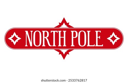 North pole. Christmas stamp design. Holiday template for Xmas handmade gifts. Vector illustration