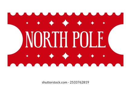 North pole. Christmas ticket design. Holiday template for Xmas handmade gifts. Vector illustration