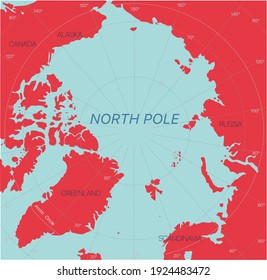 North Pole detailed editable map with regions geographic sites. Vector EPS-10 file