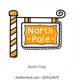 Concepto de icono de Polo Norte y dirección