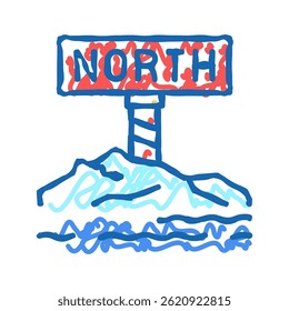 polo norte ícone doodle esboço vetor. sinal polo norte. símbolo isolado ilustração