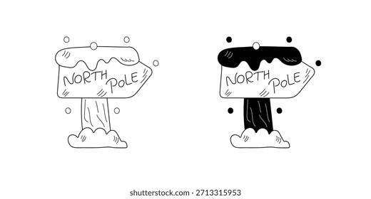 North Pole doodle set icon with white background vector stock illustration