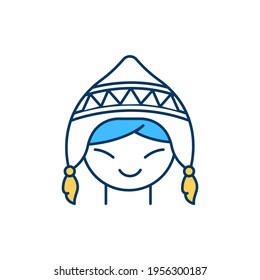 North Pole inhabitant RGB color icon. Eskimos. Arctic indigenous peoples. Chukchi, Yupik, Inuit. Extremely cold environment. Antarctic region. Ethnic, aboriginal group. Isolated vector illustration