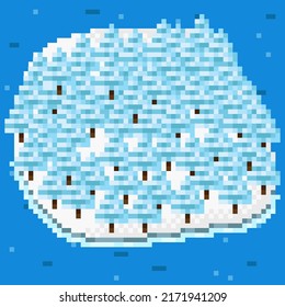 North Pole landscape pixel art. Vector illustration.